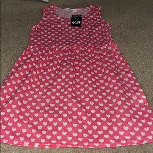 NWT H&M Pink Dress with White Heart Pattern